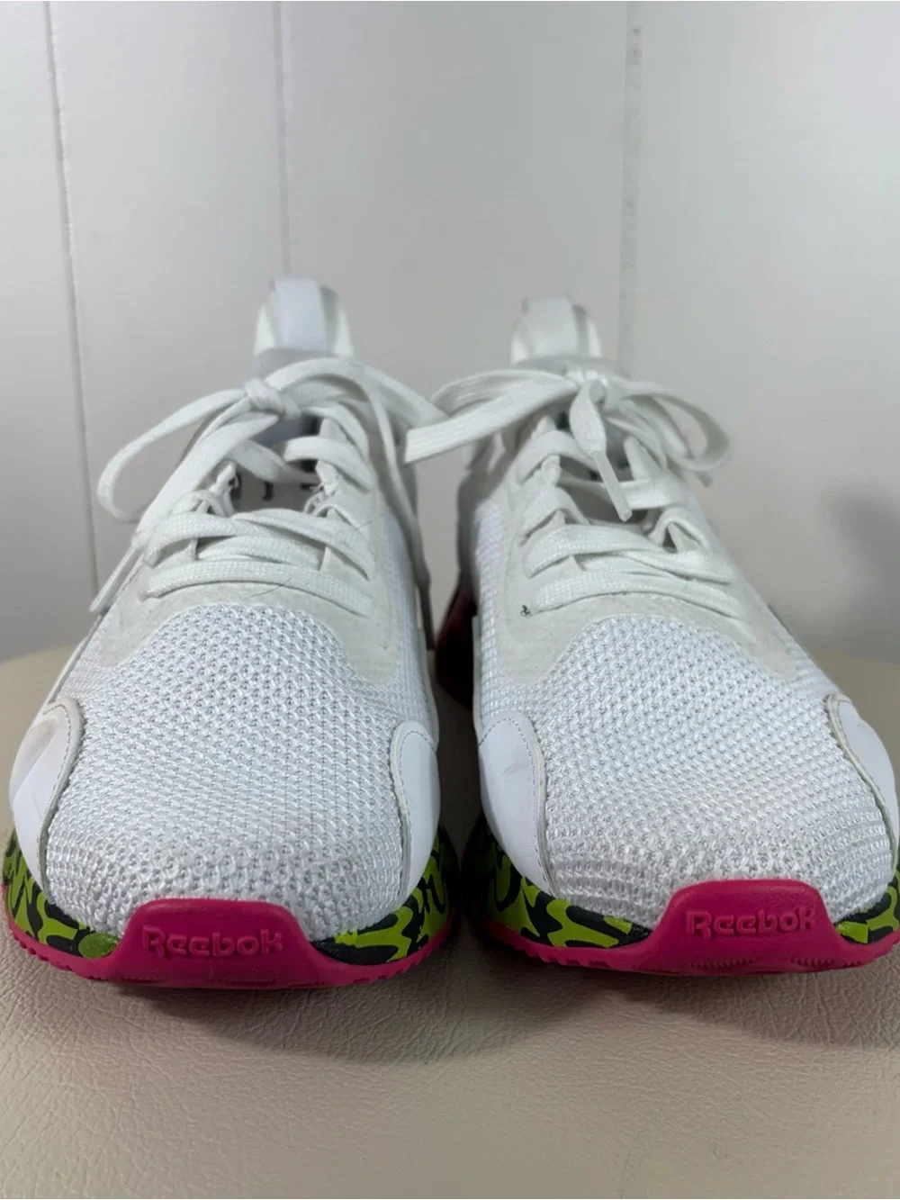 Reebok Zig Dynamica Colorful Sole White Mesh Breathable Athletic Running Shoe